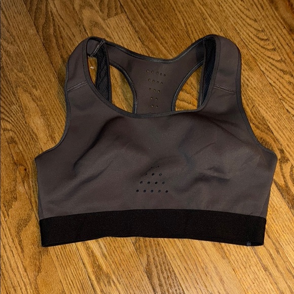 Fabletics Black and Gray Racerback Bra for Intense Workouts - Picture 1 of 8